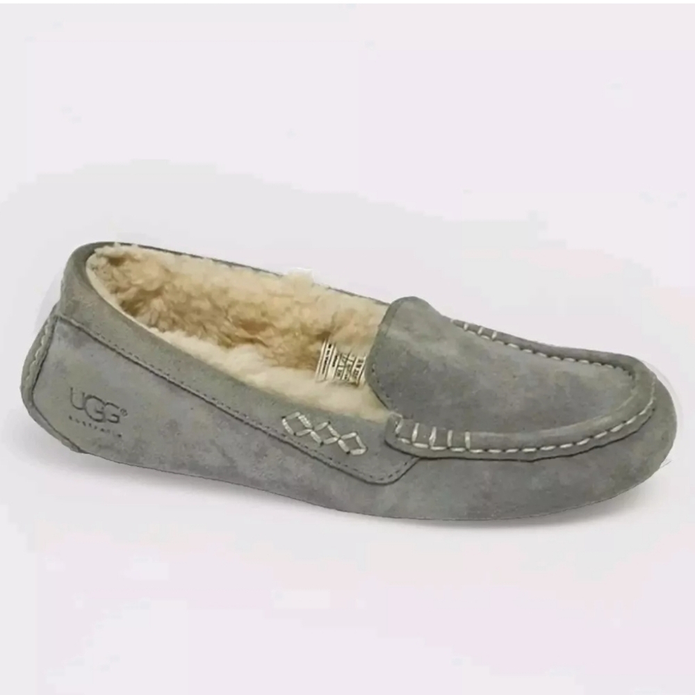 UGG Australia Ansley Suede Sheepskin Moccasin Shoes 6 Cozy Indoor Outdoor